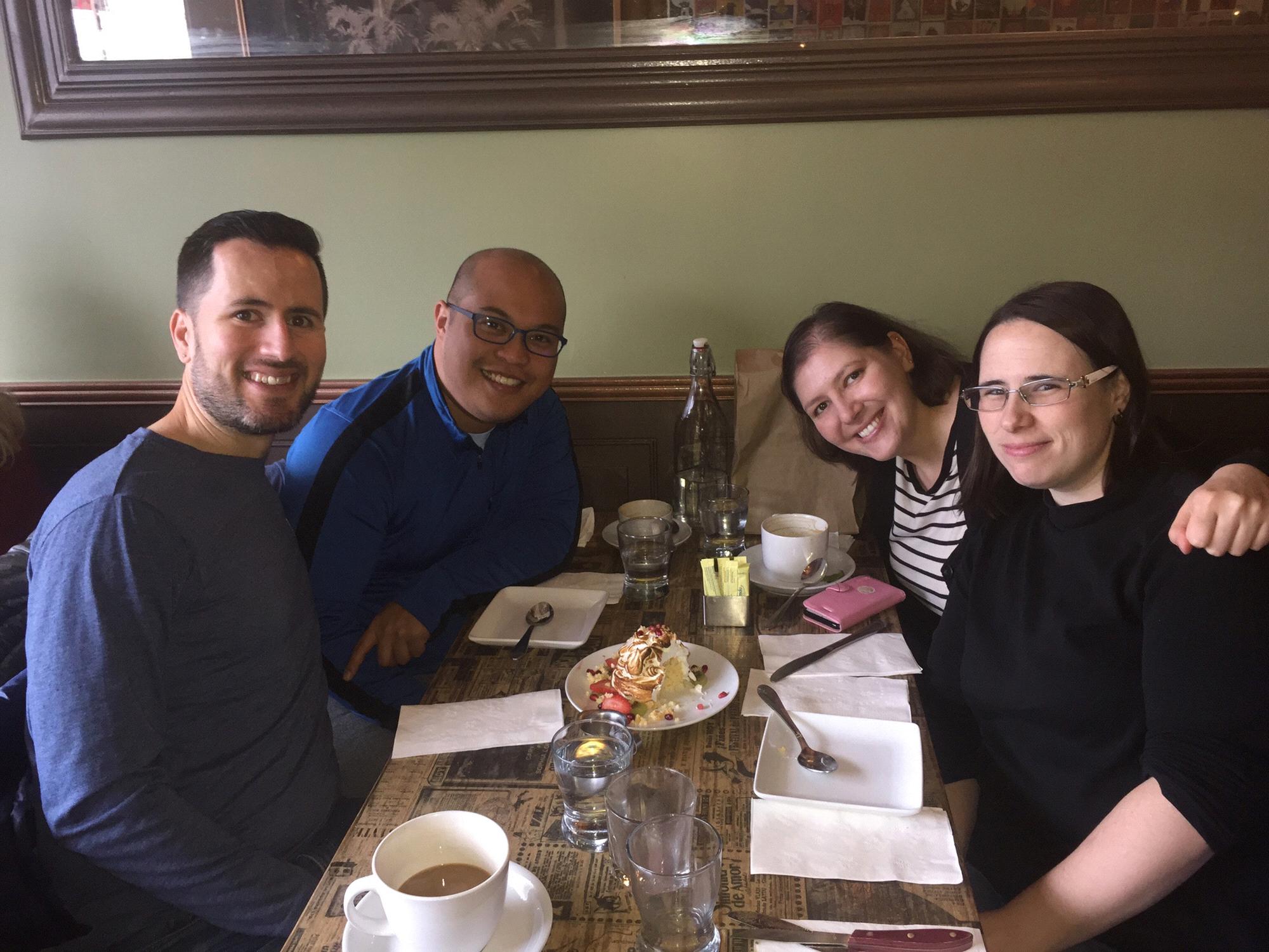 Brunch with Jeff's college friends, Irina and Ronitte. Waltham, MA.