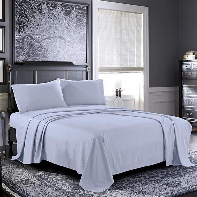Pure Bedding Bed Sheets - King Sheet Set [4-Piece, Ice Blue] - Hotel Luxury 1800 Brushed Microfiber - Soft and Breathable - Deep Pocket Fitted Sheet, Flat Sheet, Pillow Cases