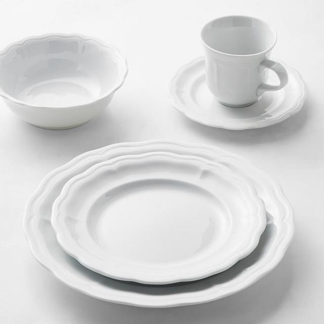 Pillivuyt Queen Anne Porcelain 20-Piece Dinnerware Set with Cereal Bowl