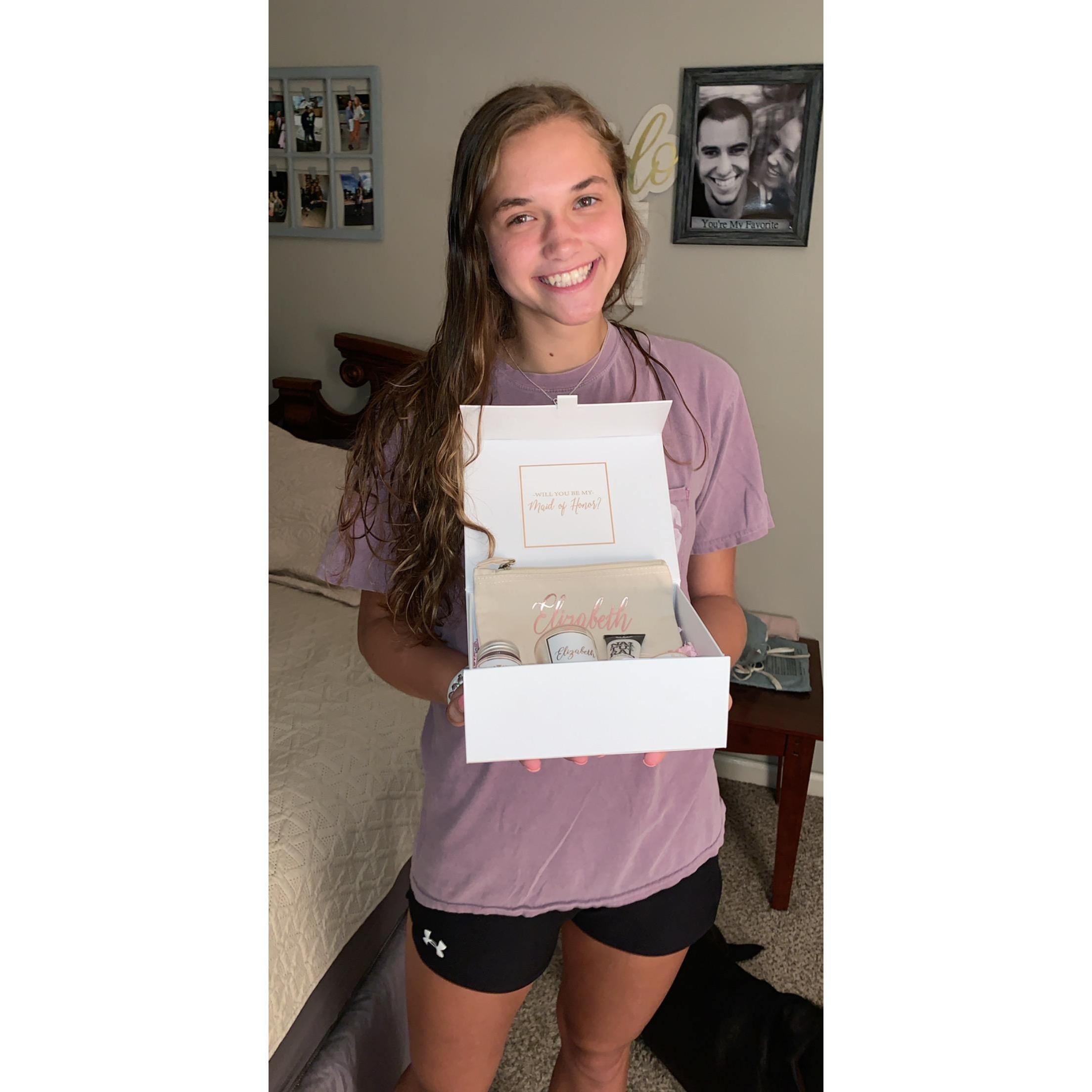 Asking Elizabeth to be the maid of honor