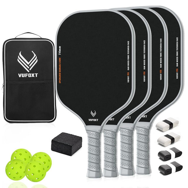 Pickleball Paddles Set of 2/4, USAPA Approved Carbon Fiber Surface Pickle Ball Set - 14mm PP Honeycomb Core of Lightweight Pickleball Rackets -Suitable for Beginners' Training and Game（Blue）