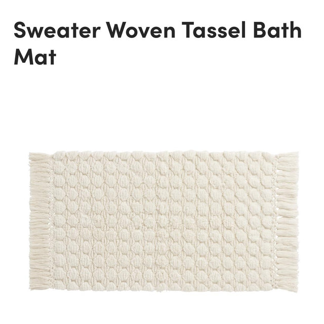 Sweater Woven Tassel Bath Mat - World Market ivory