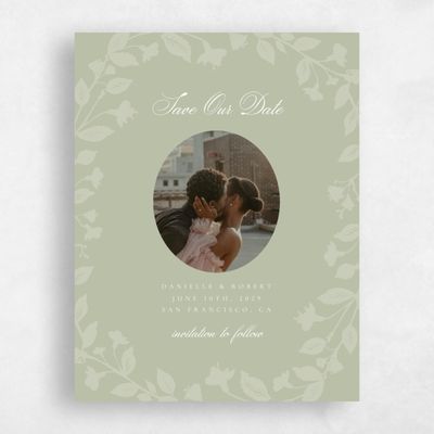 Olive Sage, Green Wedding Save the Date - Fawn Portrait