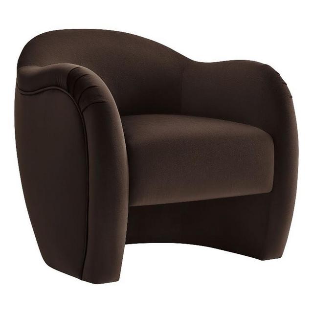 Modway Compose Barrel Chair with Performance Velvet Fabric in Chocolate Brown – Upholstered Accent Armchair with Curved Backrest – Cozy Lounge Chair for Reading – Round Comfy Single Sofa Club Chair