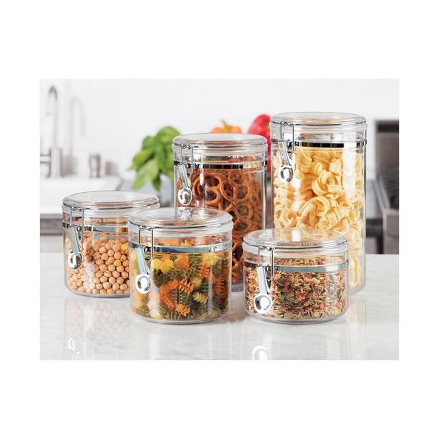 Oggi Clamp-Top Acrylic Food Storage Canisters, Set of 5