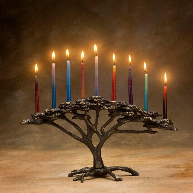 Tree of Life Menorah 9 Candle for Hanukkah...