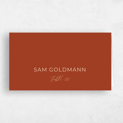 Deep Orange Wedding Place Card - Caoba