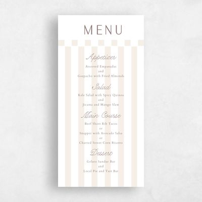 Linen, Beige Wedding Menu - Sabbia