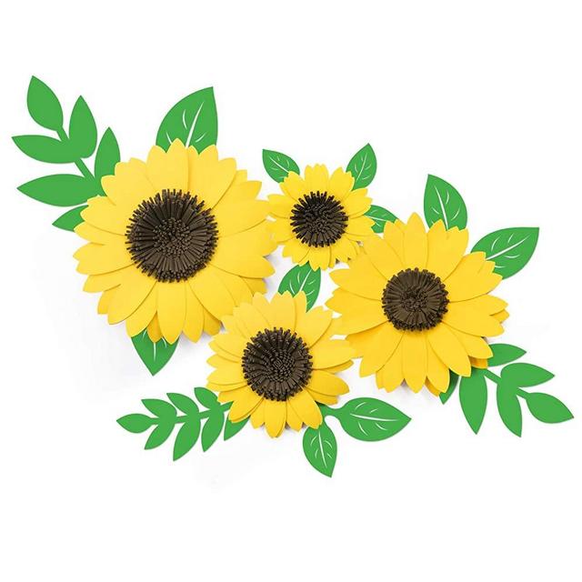 Sunflower Paper Flower Decorations DIY Handmake 3D Cardstock Paper Flower for Baby Shower Bridal Shower Nursery Party Wedding Wall Decor Photo Booth Props Backgrounds