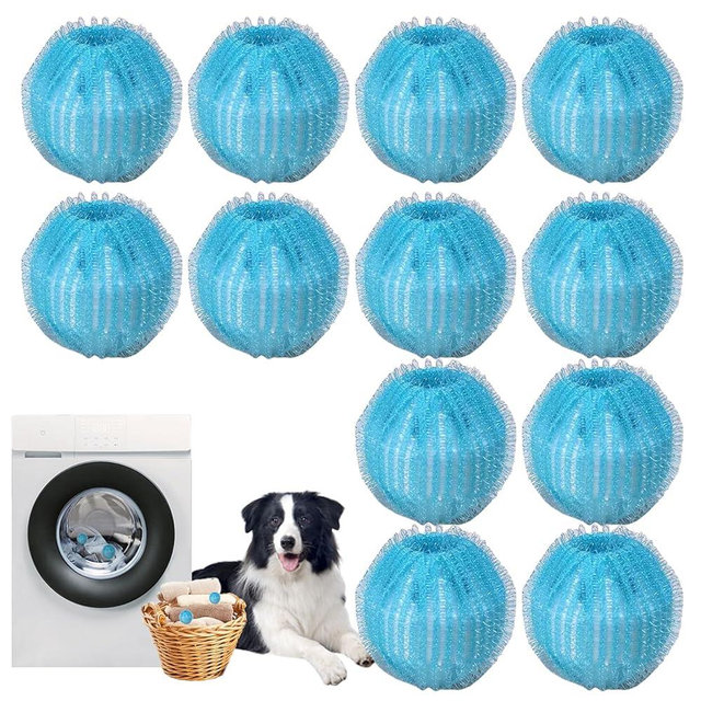 12 PCS Pet Hair Remover for Laundry, Reusable Dog & Cat Hair Remover for Laundry, Laundry Pet Hair Catcher for Clothes, Bedding, Won’t Damage Fabrics