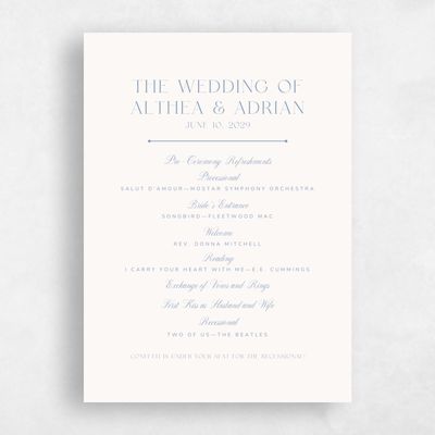 Denim Blue Wedding Program - Conrad