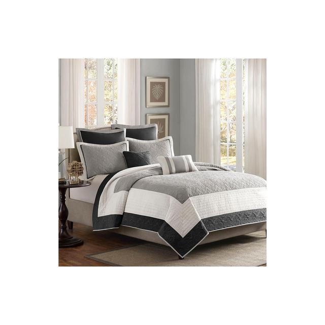 Longmont 7 Piece Coverlet Set- Black (Full/Queen )
