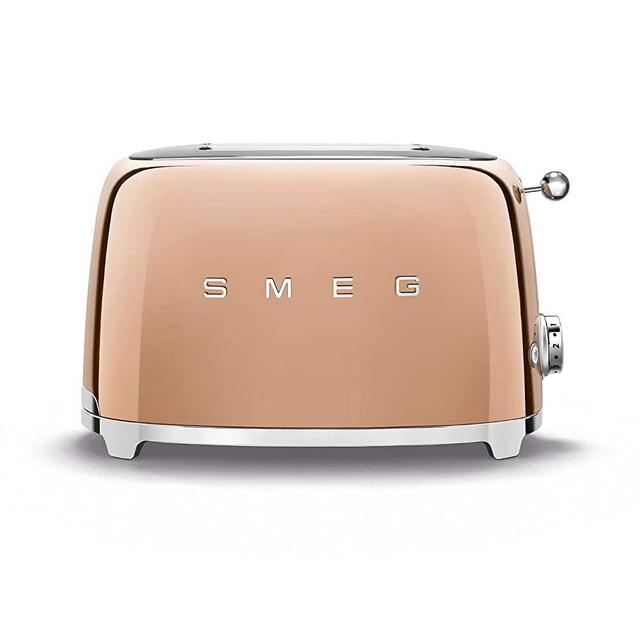 Smeg TSF01RGUS Limited Edition 50's Retro Style Aesthetic 2 Slice Toaster Rose Gold, Copper