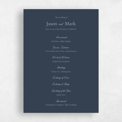 Navy, Blue Wedding Program - Henderson