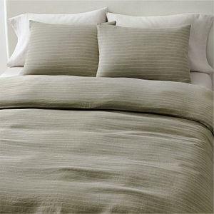European Flax Linen Full/Queen Duvet, Elm Multistripe