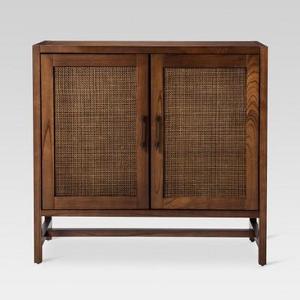 Warwick 2-Door Wood & Rattan Accent Cabinet - Threshold™