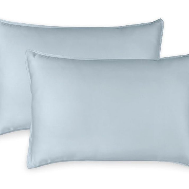 Queen Pillowcases by Pure Bamboo, Genuine 100% Organic Viscose Derived from Bamboo, Luxuriously Soft & Cooling, Double Stitching, Envelope Closure (2 Queen Pillowcases, Glacier)