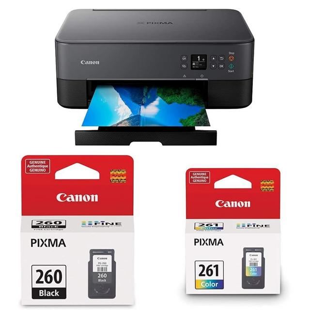 Canon PIXMA TS6420a All-in-One Wireless Inkjet Printer [Print,Copy,Scan], Black & Canon PG-260 Black Ink Cartridge, Compatible to TR7020, TS6420, and TS5320 CL-261 Amr, One Size, Multi