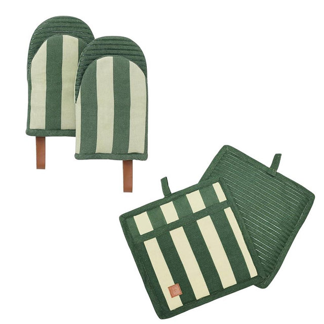 Folkulture Mini Oven Mitts Heat Resistant 5.75" x9" & Pot Holders for Kitchen, Pack of 2 Hot Pads for Kitchen or 8"x8" Pot Holder Set