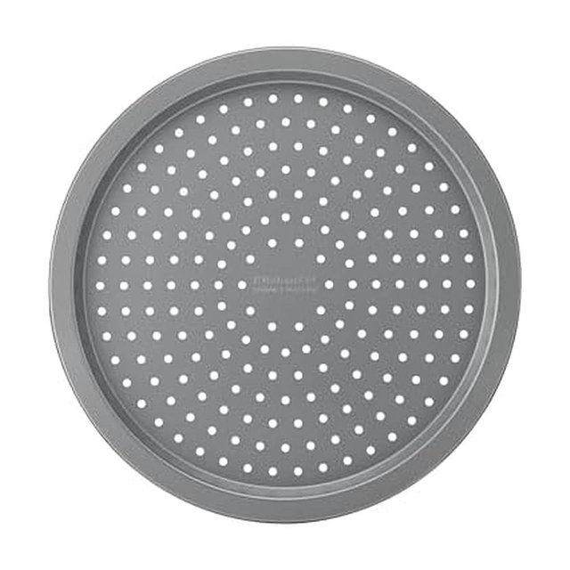 KitchenAid Nonstick Swiss Engineered Aluminized Steel Pizza Crisper, Dishwasher Safe, Contour Silver, 15.5 Inch