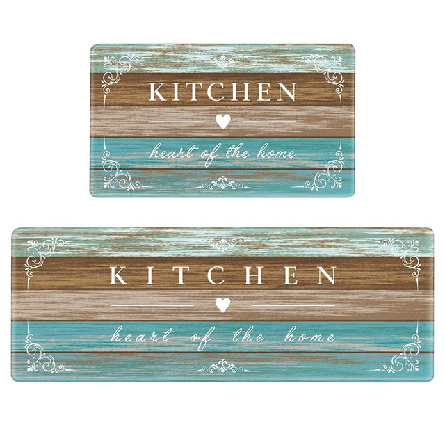 Sofort Kitchen Rugs Farmhouse Cushioned Anti Fatigue Kitchen Mat 2 Piece Set Non Slip Waterproof Kitchen Mats for Floor, Rustic Wooden Comfort Standing Mats for Kitchen, Office, Sink, Laundry
