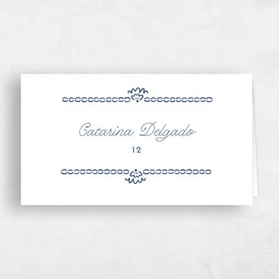 White Wedding Place Card - Carmel