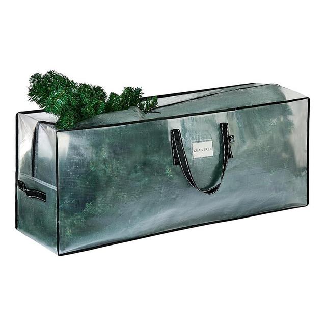 VENO Clear Christmas Tree Storage Bag - Fits 7.5 Ft Artificial Trees, Heavy Duty Large Bags with Zipper, Durable Handles, and Labeling Card Slot, Christmas Decorations Ornament Storage