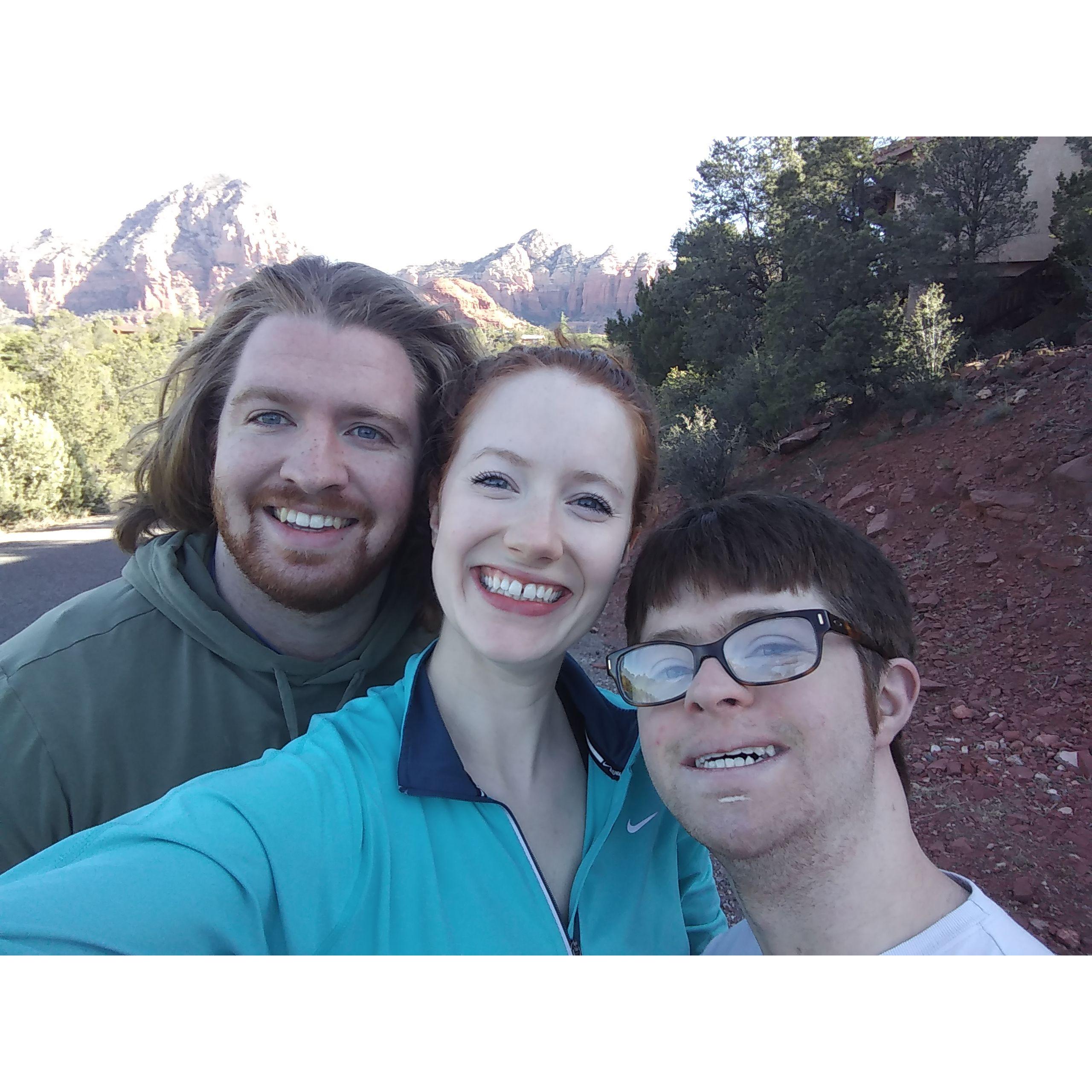 William, Amy, and William's twin, Martin on a trip to Arizona.
