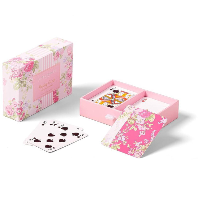 Laura Ashley English Garden Playing Cards – Set of 2 Standard Card Decks in Decorative Storage Box – Floral Poker & Bridge Cards – Elegant Gift for Women & Game Lovers
