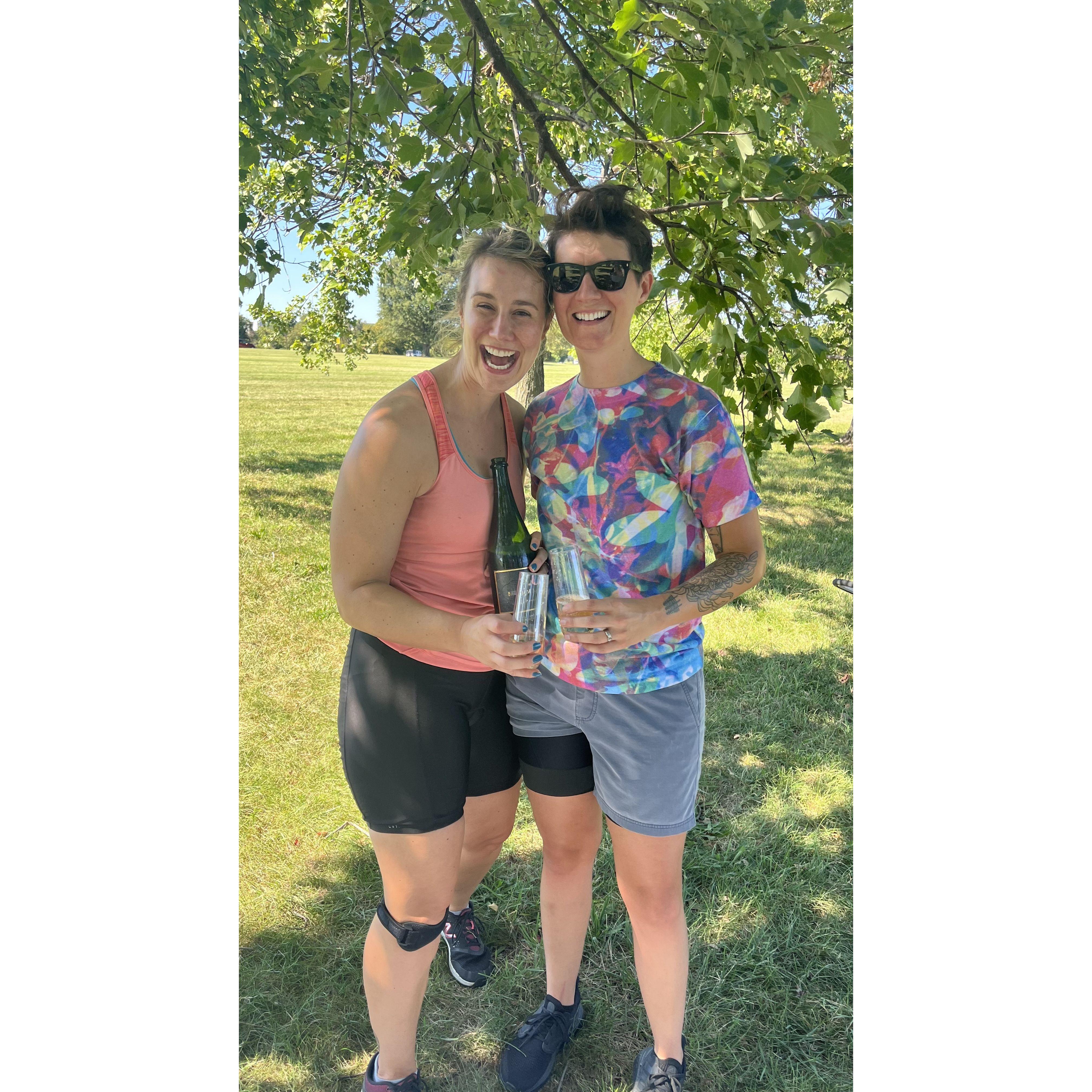 Not one to be outdone, Molly proposed to Karen on a bike ride in DC the next month.