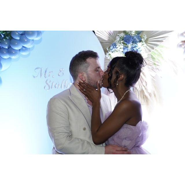 May 2024. Richmond, VA. Tia and Dustin enjoying their engagement party hosted by Tia's mom.