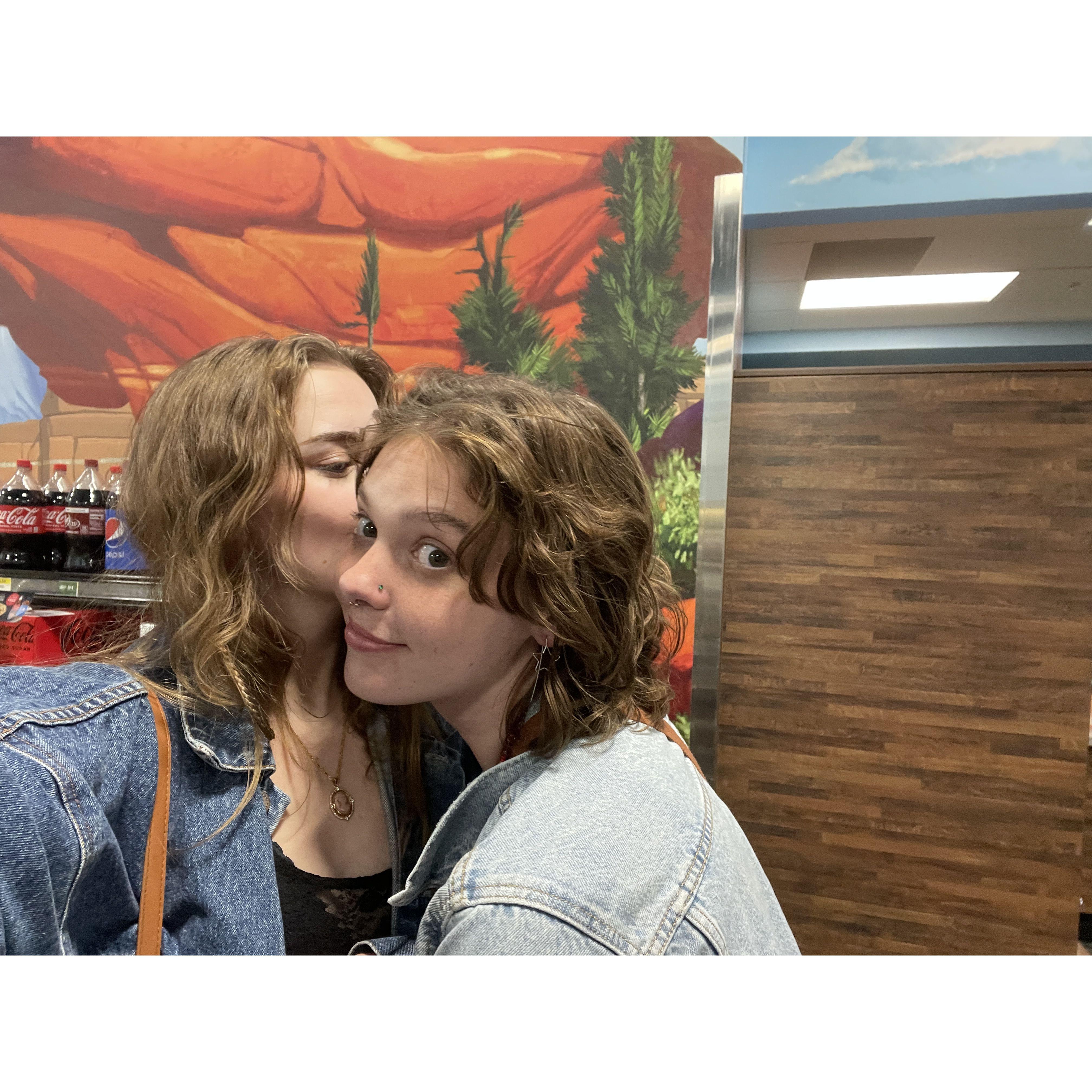 Grabbing snacks at maverick, we walked there from the bar. Learning someone's favorite gas station snacks is very valuable information.