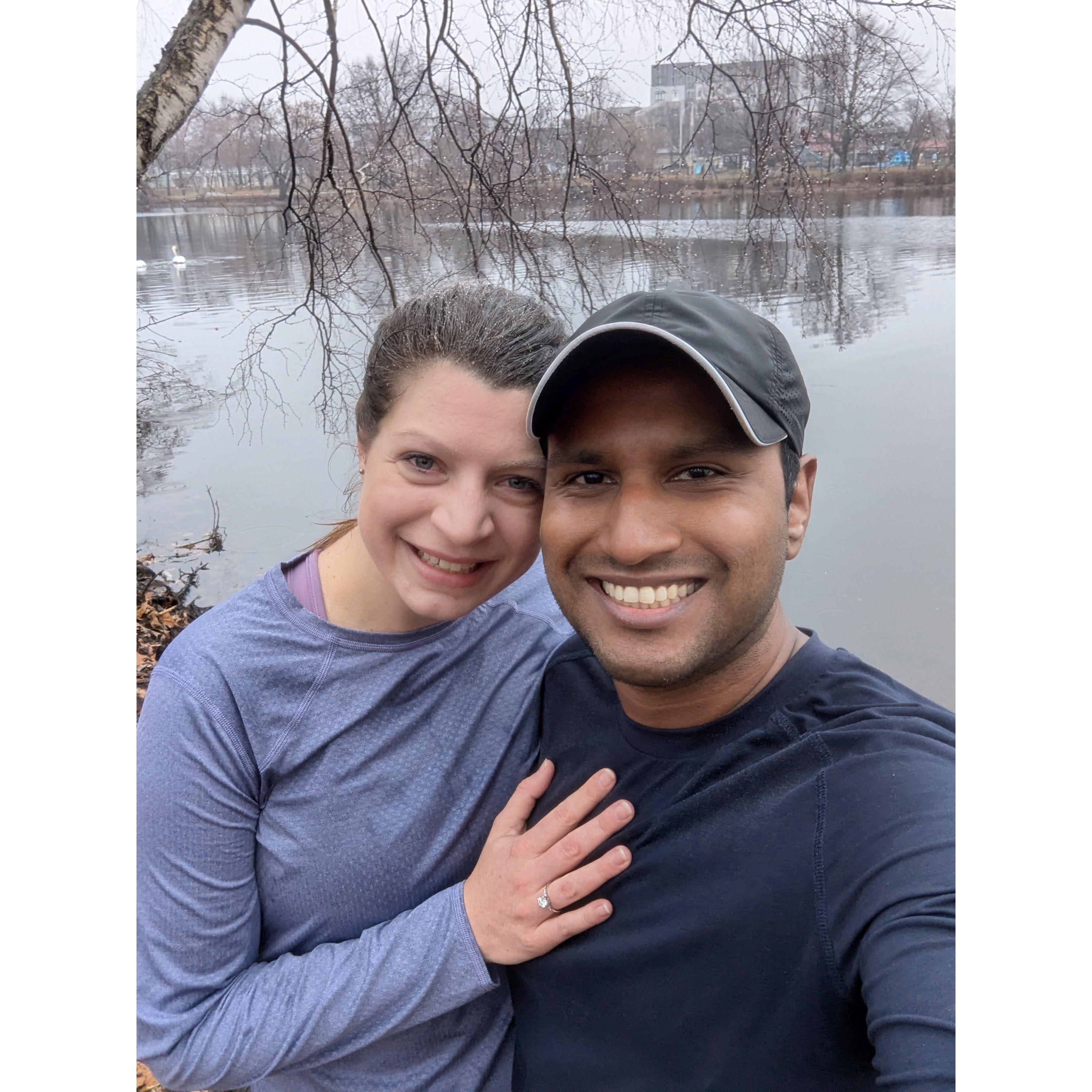When she said, "YES" on a rainy run along the Charles.