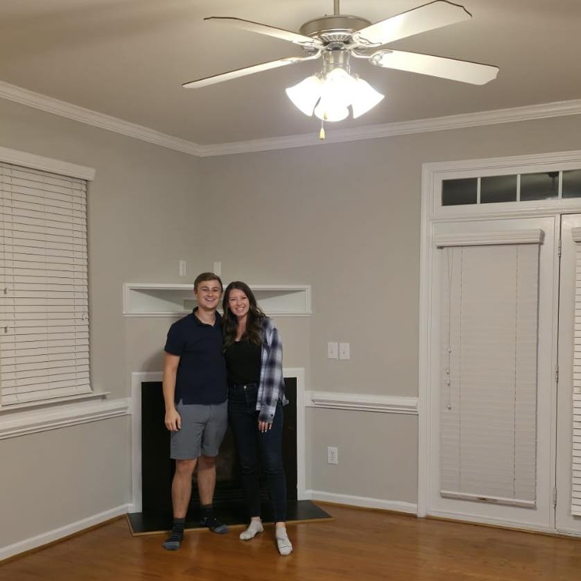 The day the couple bought their first home!