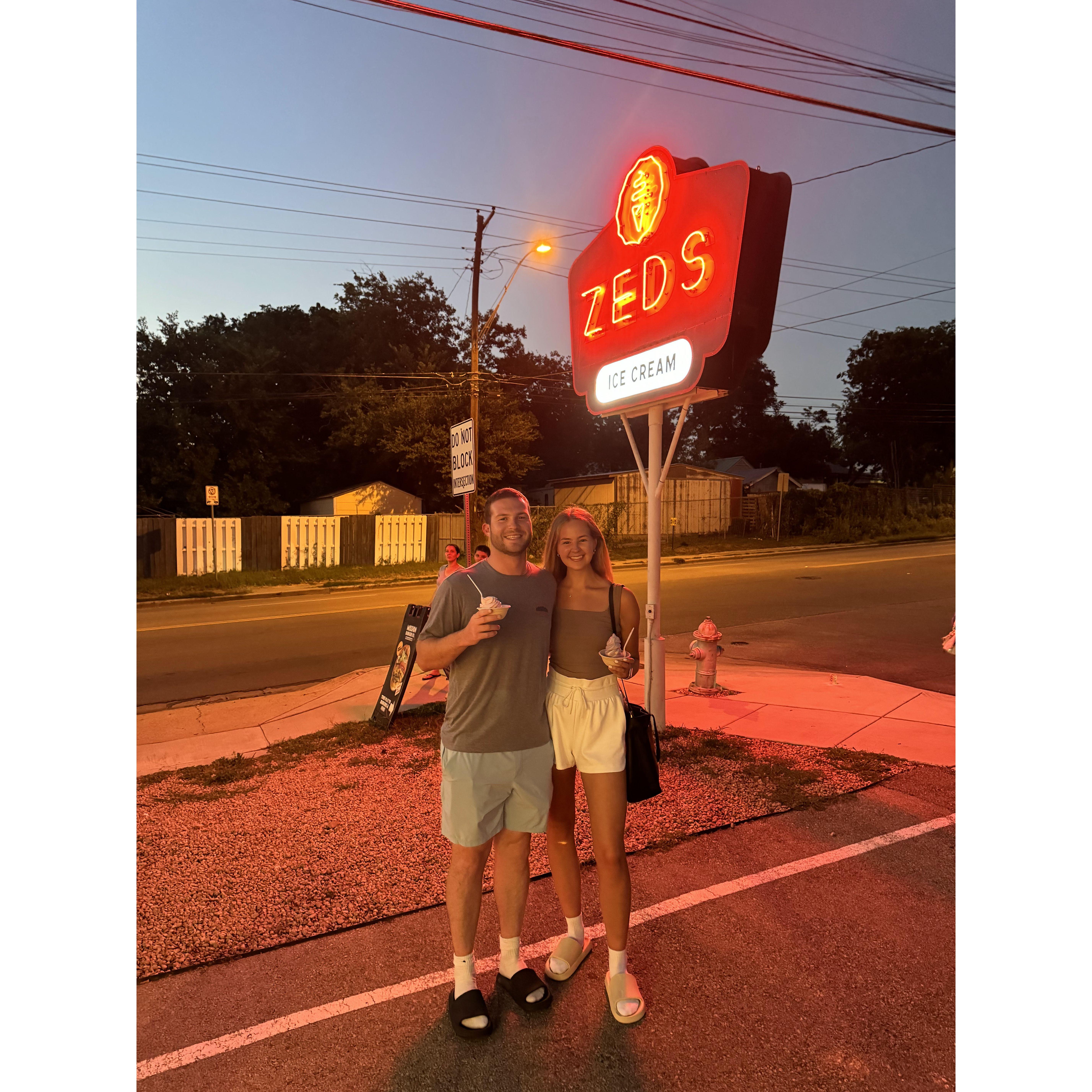 Late night stop at Zed's for some blueberry ice cream.