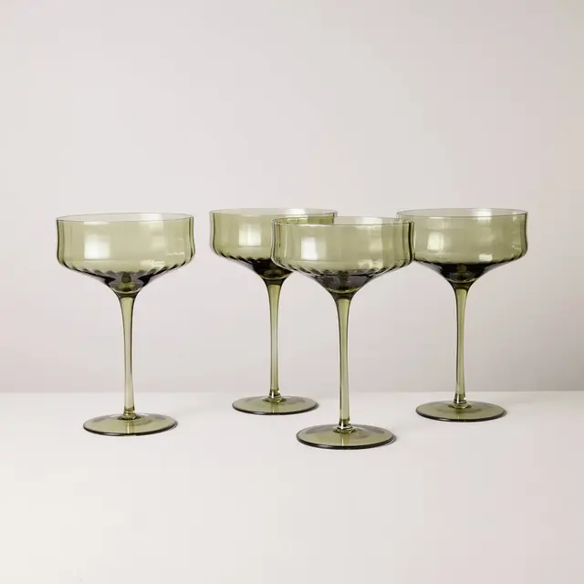 Set of 4 12oz Coupe Glasses Green - Hearth & Hand™ with Magnolia