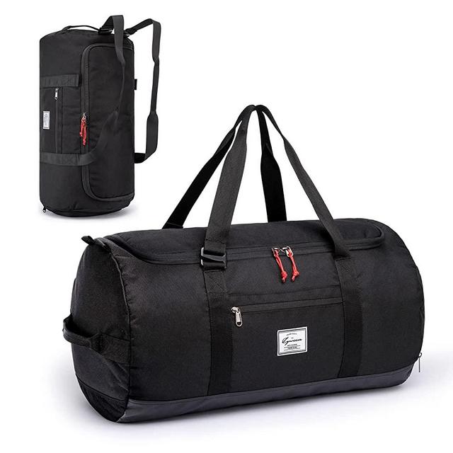 Lyweem 65L Duffle Bag for Men Travel Duffel Bag Lager Size for Women Weekender Overnight with Shoes Compartment Multifunctional Gym Bags, Black