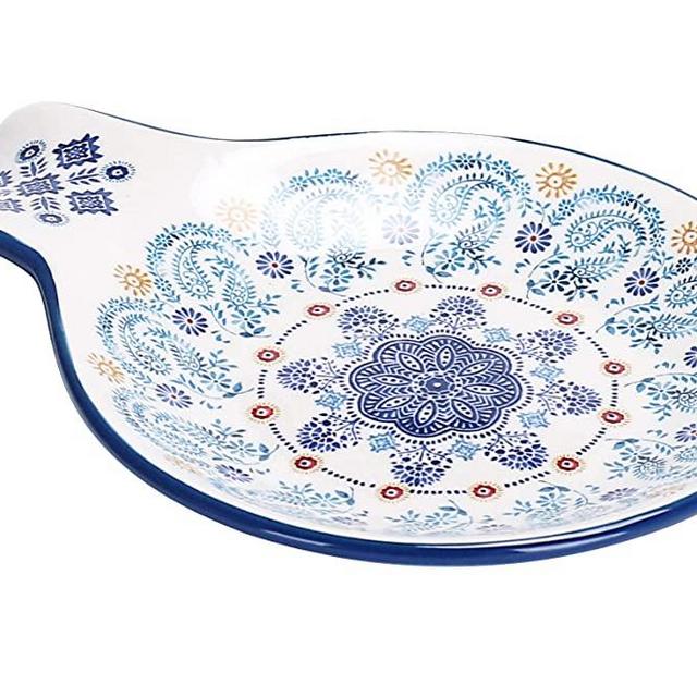 Bico Blue Talavera Ceramic Spoon Rest, Dishwasher Safe