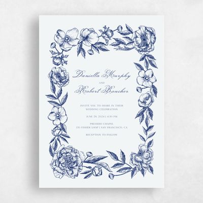 Dark Royal, Blue Wedding Invitation - Iniguez Portrait