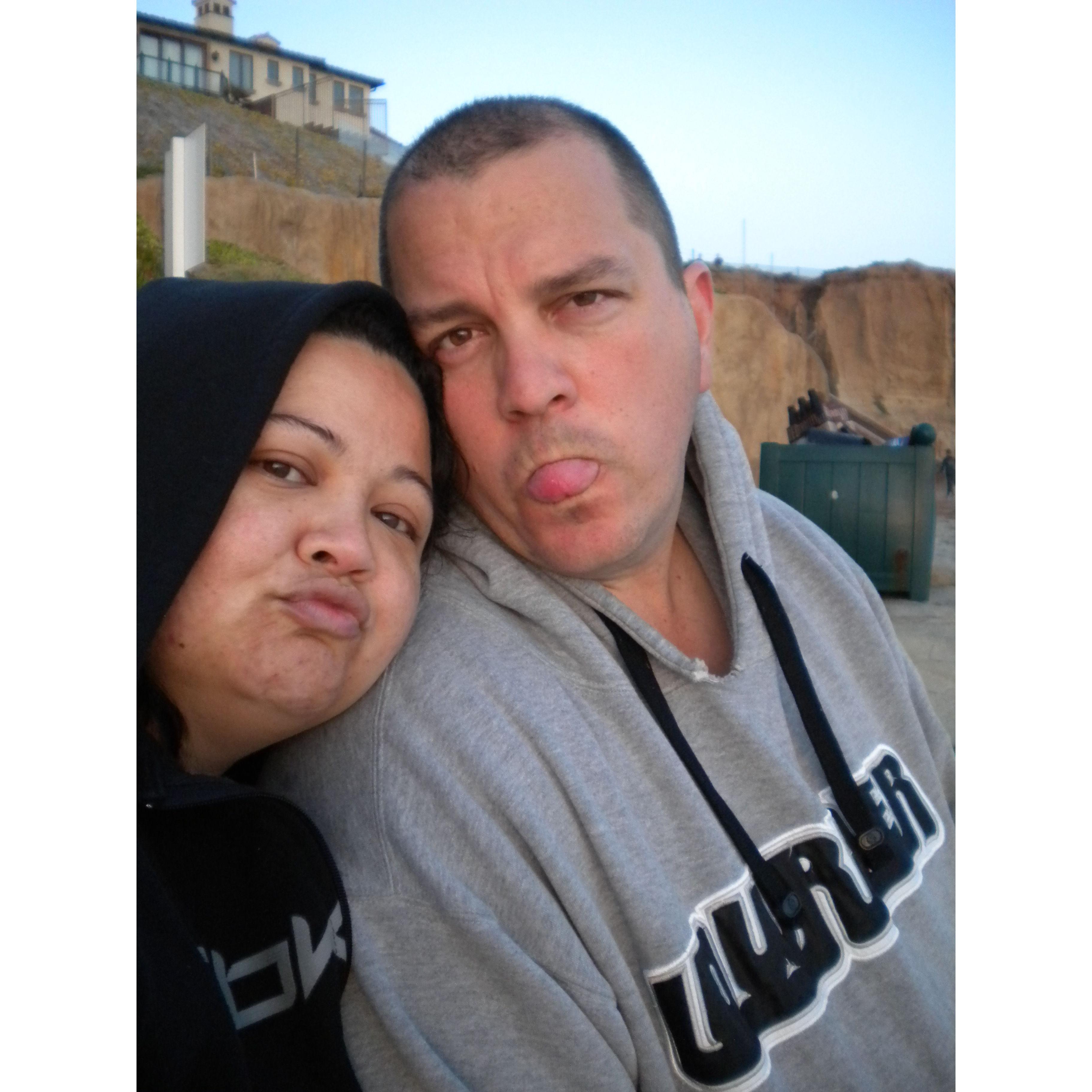 2010, Making Faces at Sunset on the beach, Carlsbad,CA