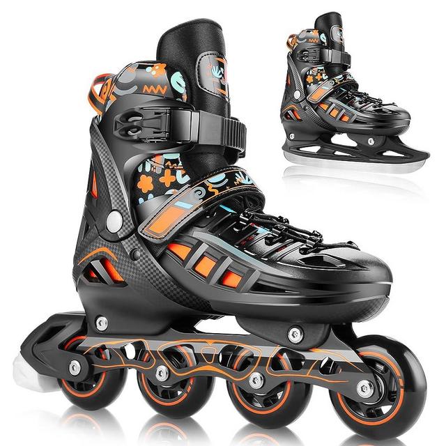 Hikole Inline Skates for Adult Women and Men,Adjustable 2-in-1 Roller Skates Blades and Ice Skates,Outdoor Beginner Fitness Skates for Youth