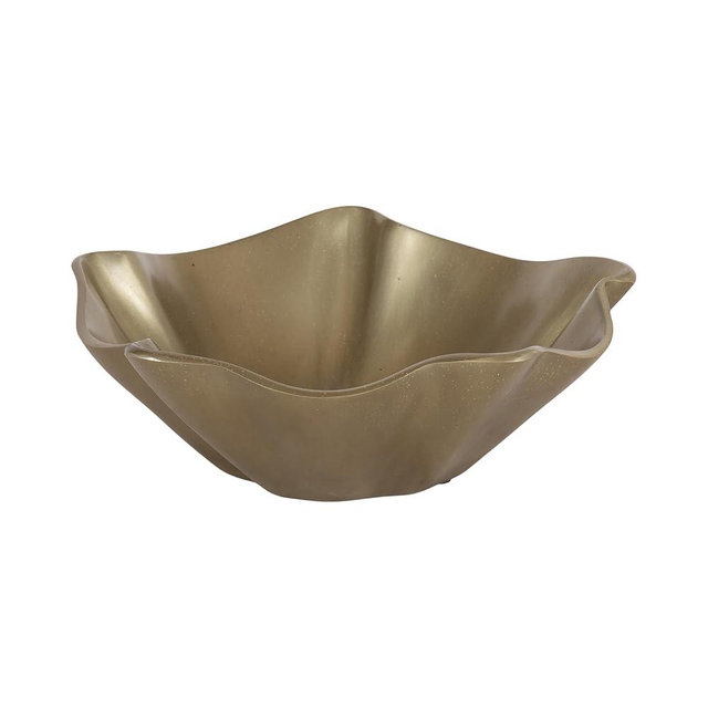 Kate and Laurel Flutte Scalloped Decorative Metal Serving Bowl, 10 x 10 x 3, Antique Brass, Modern Wavy Fruit Bowl for Kitchen Counter or Use as Tabletop Storage for an Entryway Table