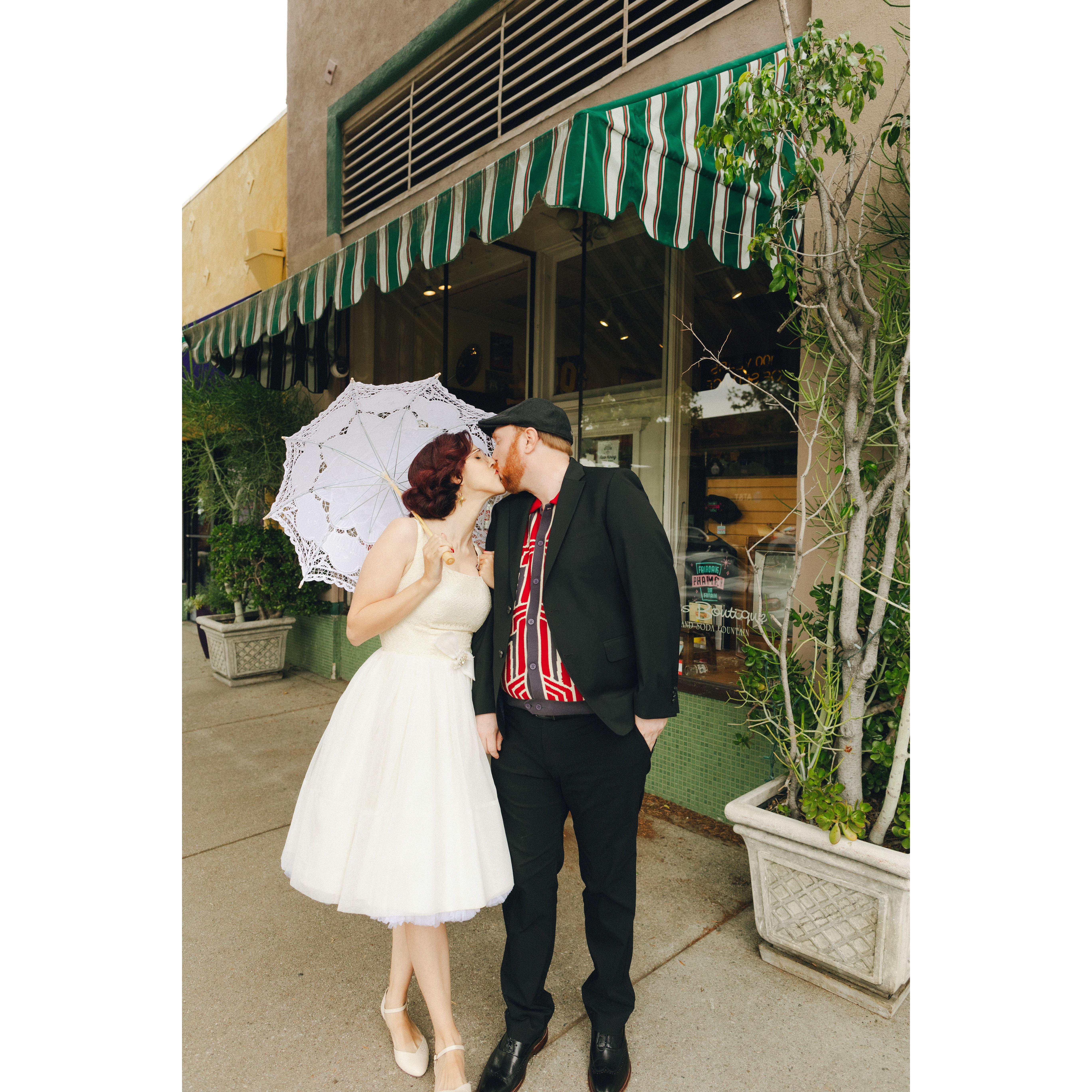 Taken outside the Fair Oaks Pharmacy & Soda Fountain in Pasadena. Photo by Emilee Brown Photography