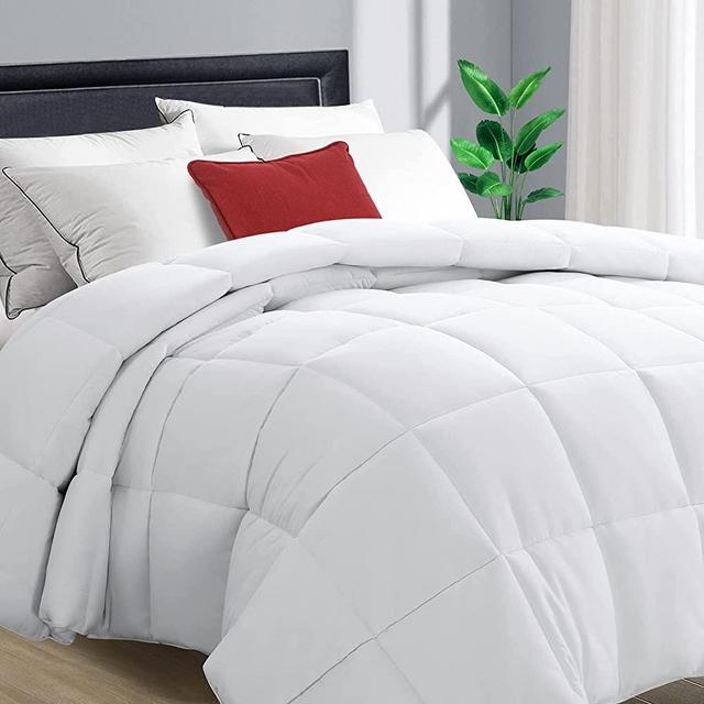 Morflys All Season Queen Size Duvet Insert Down Alternative Quilted Comforter,Winter Summer Soft Warm Fluffy Breathable Lightweight with Corner Ties,Machine Washable,White,88x88 inches