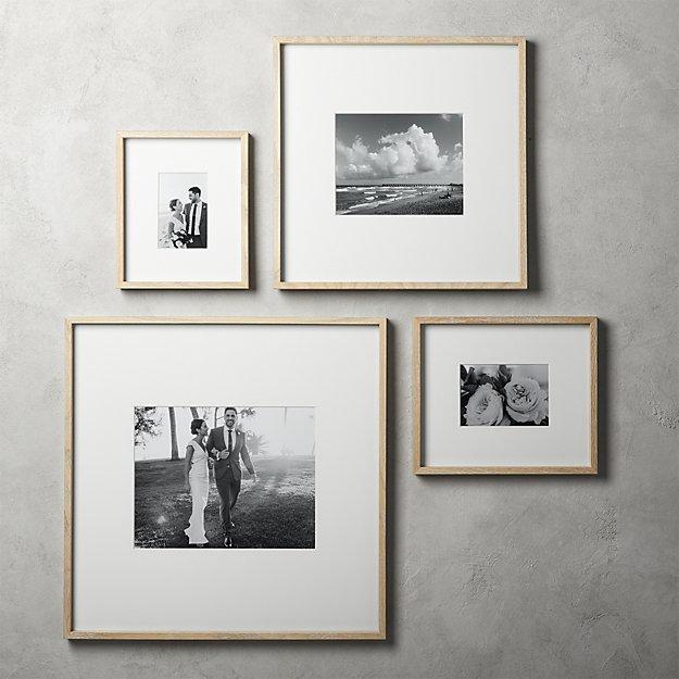 CB2 Gallery Oak Picture Frame with White Mats 11x14