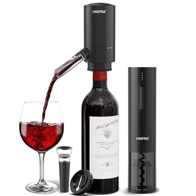 Rechargeable Electric Wine Opener Set - All-in-One Premium Wine Gift with Wine Aerator, Vacuum Stopper and Foil Cutter - Perfect for Christmas, Home, Bar, and Party Use