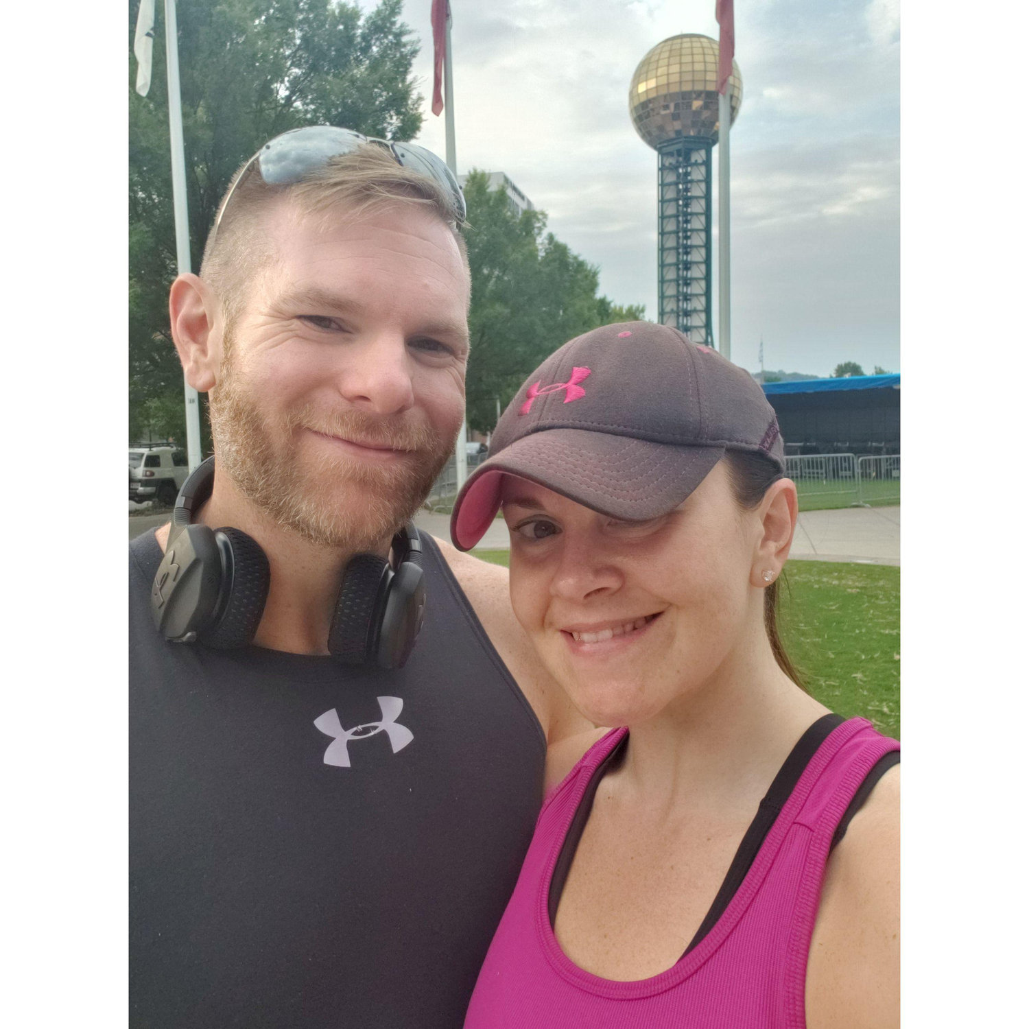 Our first photo together - Aug 2019 - prior to running our first 5K together.