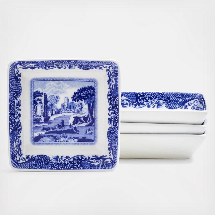 Spode, Blue Italian Square Dish, Set of 4 | Zola