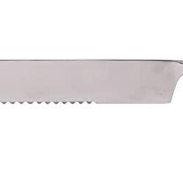 Bread Challah Knife and Stand Hammered Metal Handle with Colored Rings by Yair Emanuel (Blue Rings)