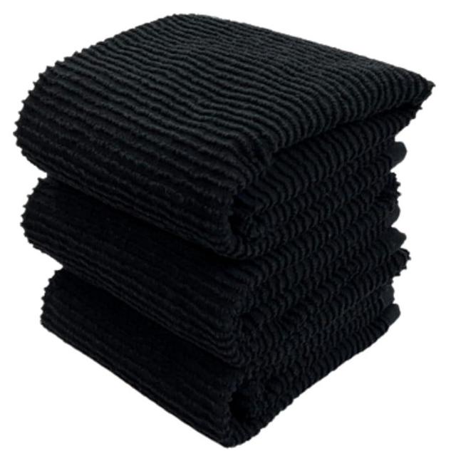 Serafina Home Oversized Solid Color Black Kitchen Dish Towels: 100% Cotton Cloth Soft Cleaning Drying Absorbent Ribbed Terry Loop, Set of 3 Multipurpose for Everyday Use (Black)